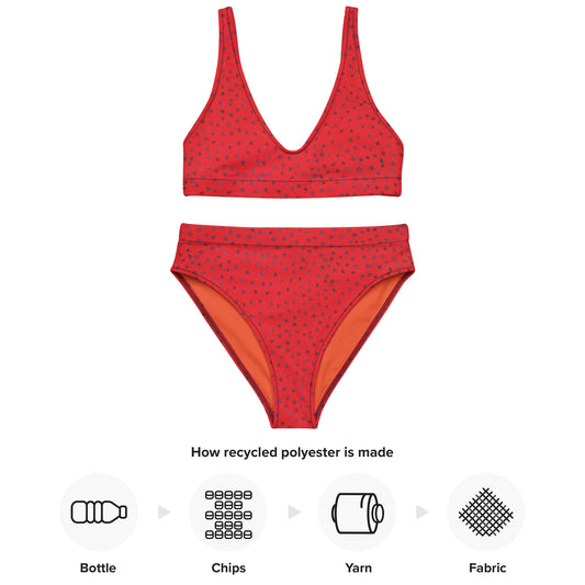 Coral Goddess - Recycled high-waisted bikini